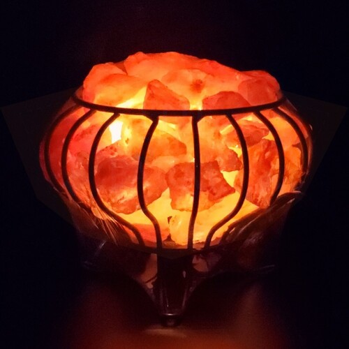 Melon Shaped Iron Basket of Illuminated Salt Balls